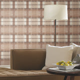 Tweed Plaid Brown Peel & Stick Wallpaper with Traditional Plaid Pattern - York RMK11397RL