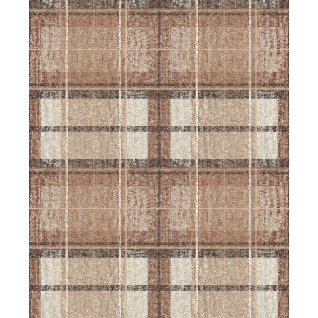 Tweed Plaid Brown Peel & Stick Wallpaper with Traditional Plaid Pattern - York RMK11397RL SAMPLE