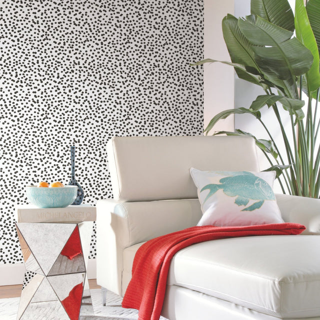 Confetti Black Peel & Stick Wallpaper with Whimsical Global Novelty Pattern - York RMK11406WP