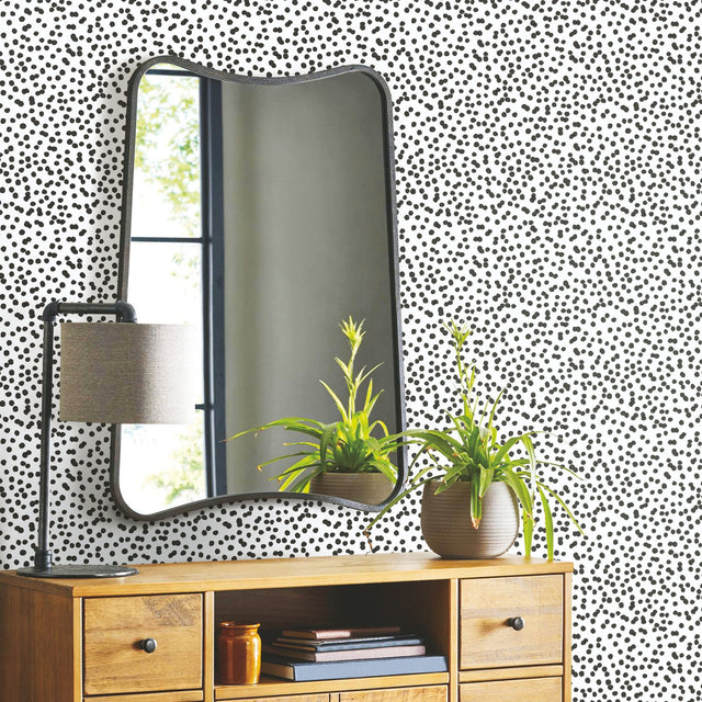 Confetti Black Peel & Stick Wallpaper with Whimsical Global Novelty Pattern - York RMK11406WP