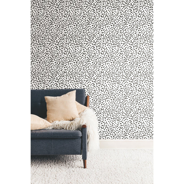 Confetti Black Peel & Stick Wallpaper with Whimsical Global Novelty Pattern - York RMK11406WP