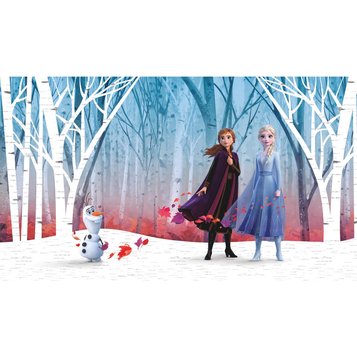 Frozen Woodland Tree Blue Peel & Stick Wall Mural with Kids Novelty Pattern - York RMK11415M