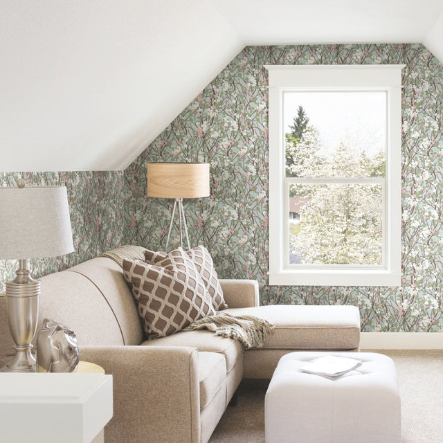 Willow Branch Blue Peel & Stick Wallpaper with Botanical Trees Pattern, Modern Style - York RMK11423RL