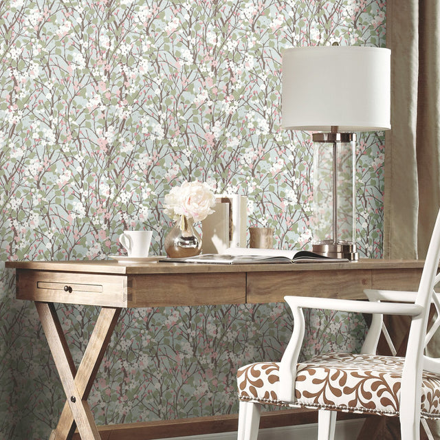 Willow Branch Blue Peel & Stick Wallpaper with Botanical Trees Pattern, Modern Style - York RMK11423RL