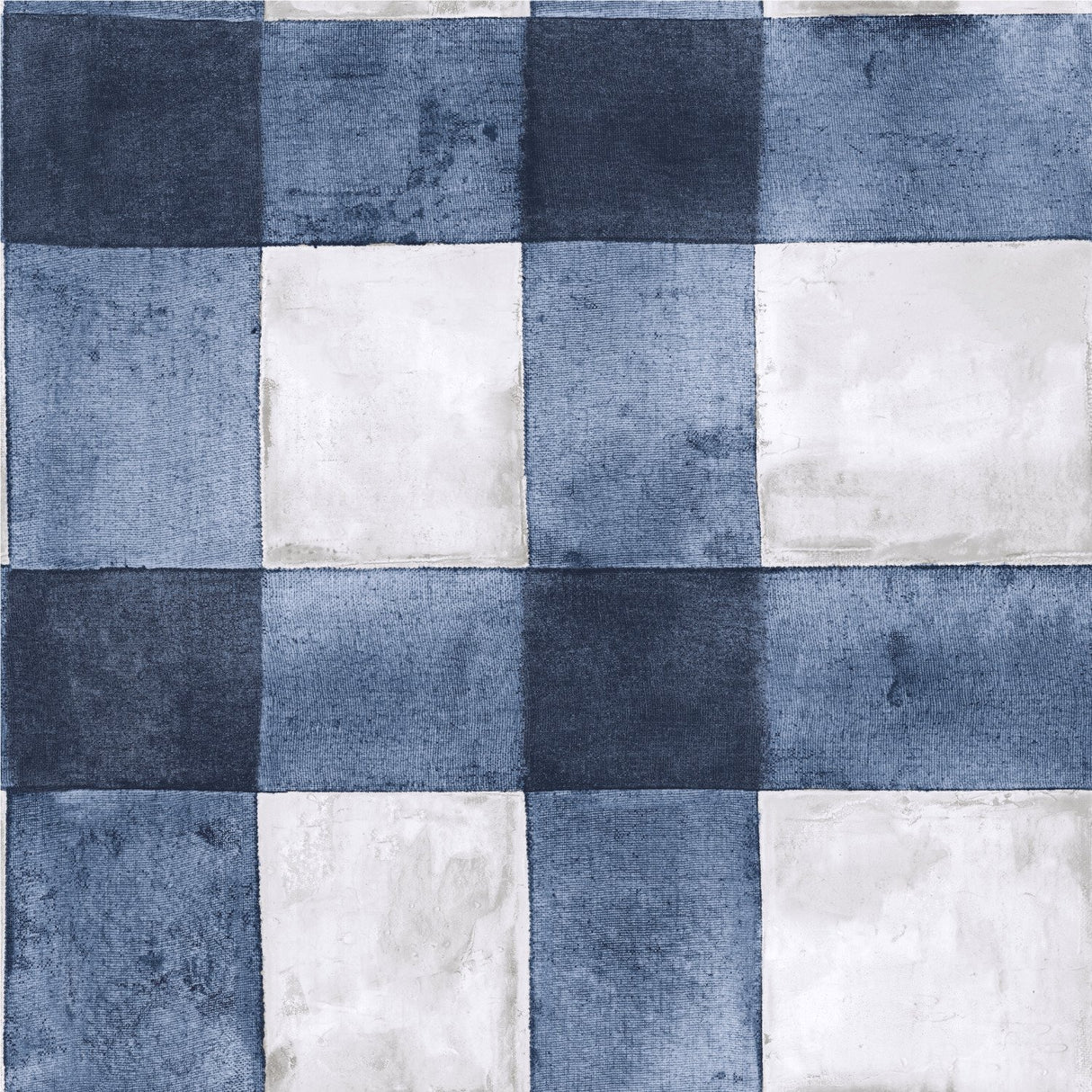 Buffalo Plaid Blue Peel & Stick Wallpaper with Farmhouse Plaid Pattern - York RMK11432WP