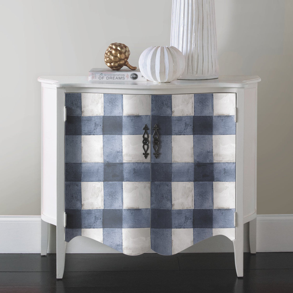 Buffalo Plaid Blue Peel & Stick Wallpaper with Farmhouse Plaid Pattern - York RMK11432WP