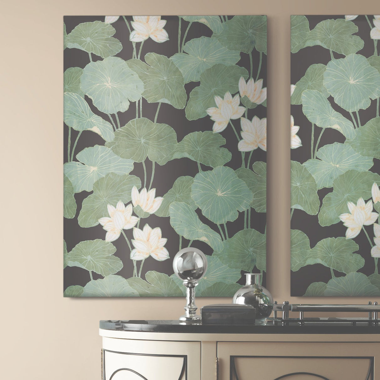 Lily Pad Green Peel & Stick Wallpaper with Botanical Leaves Pattern - RoomMates RMK11433WP - York