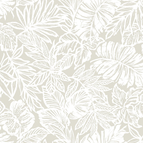 Batik Tropical Leaf Beige Peel & Stick Wallpaper by RoomMates - RMK11435WPZ