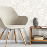 Batik Tropical Leaf Beige Peel & Stick Wallpaper with Botanical Leaf Batik Pattern - York RMK11435WP