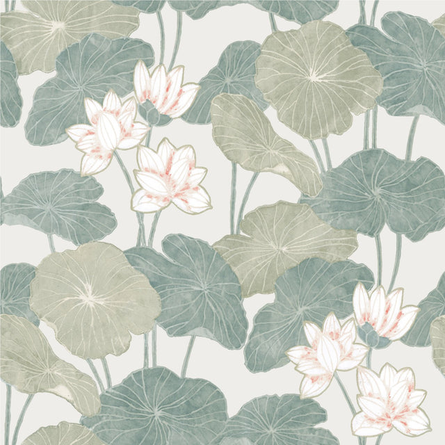 Lily Pad Green Peel & Stick Wallpaper with Botanical Leaves Pattern, Modern Style - York RMK11438WP