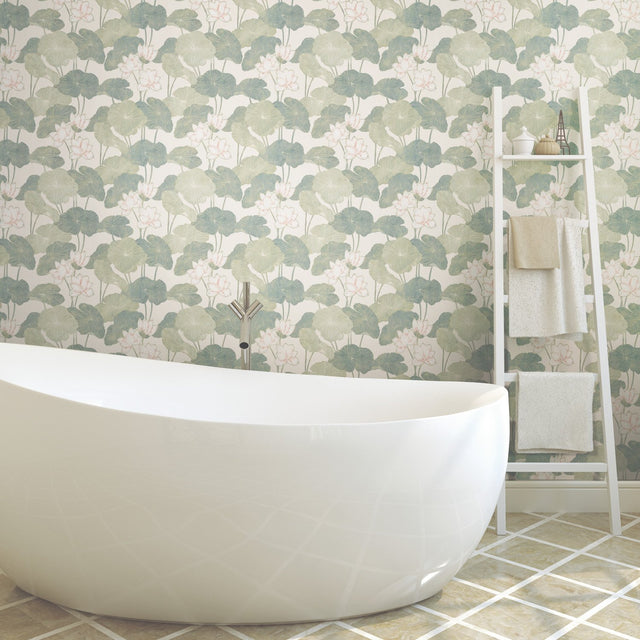 Lily Pad Green Peel & Stick Wallpaper with Botanical Leaves Pattern, Modern Style - York RMK11438WP