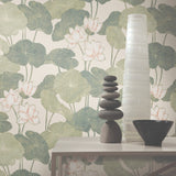 Lily Pad Green Peel & Stick Wallpaper with Botanical Leaves Pattern, Modern Style - York RMK11438WP