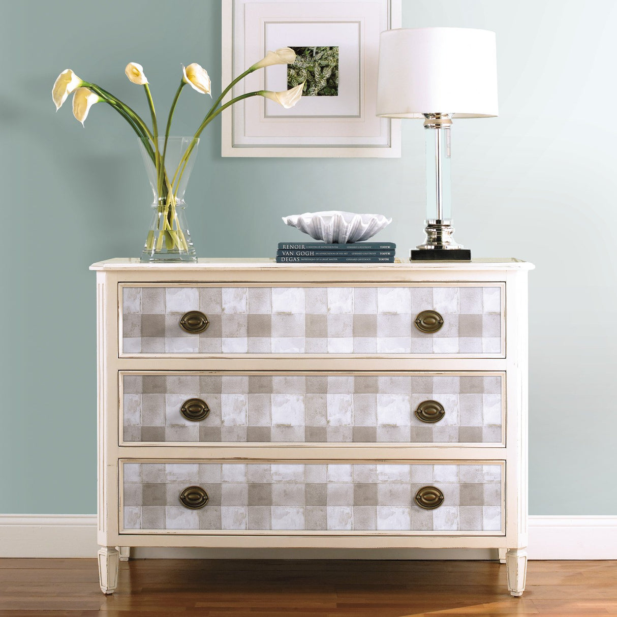Buffalo Plaid Neutral Peel & Stick Wallpaper with Farmhouse Plaid Pattern - York RMK11440WP