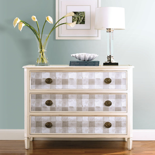 Buffalo Plaid Neutral Peel & Stick Wallpaper with Farmhouse Plaid Pattern - York RMK11440WP