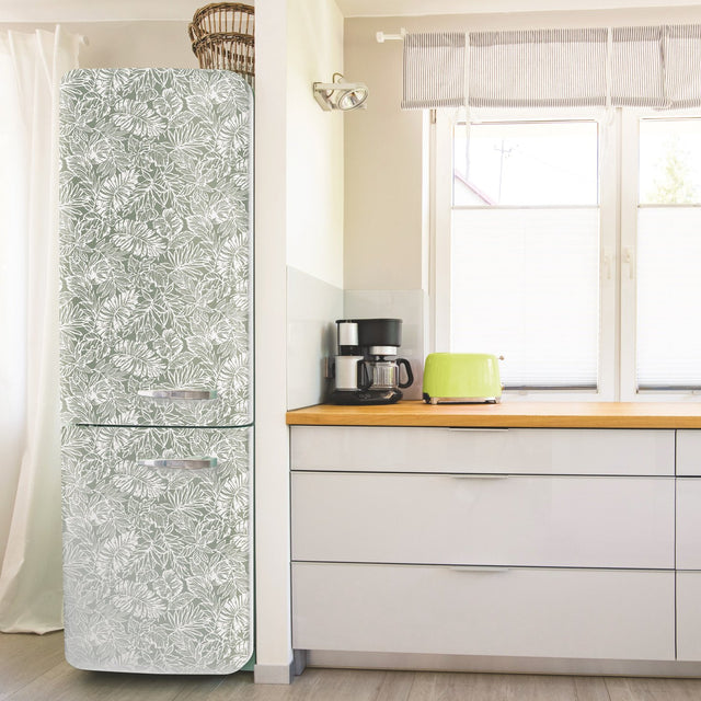 Batik Tropical Leaf Green Peel & Stick Wallpaper