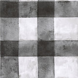 Buffalo Plaid Black Peel & Stick Wallpaper with Farmhouse Style Plaids Pattern - York RMK11451WP