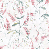 Floral Sprig Pink Peel & Stick Wallpaper with Modern Botanical Flowers Pattern - York RMK11452WP
