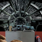 Star Wars Millennium Falcon Grey Peel & Stick Wall Mural with Hyperspace Cockpit Scene - York RMK11458M