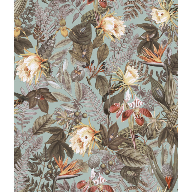Tropical Flowers Green Peel & Stick Wallpaper with Botanical Floral Pattern - York RMK11469WP