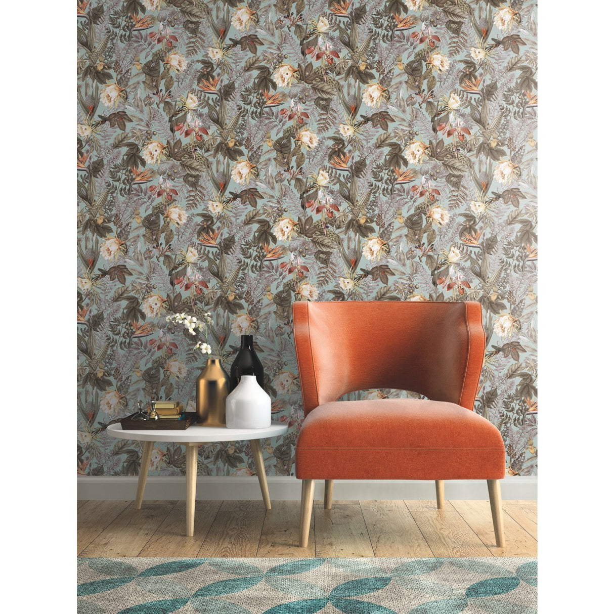 Tropical Flowers Green Peel & Stick Wallpaper with Botanical Floral Pattern - York RMK11469WP