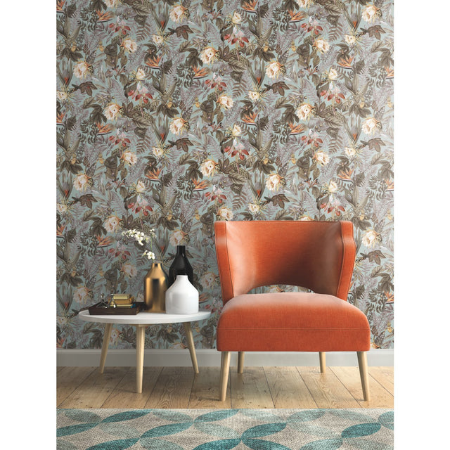 Tropical Flowers Green Peel & Stick Wallpaper with Botanical Floral Pattern - York RMK11469WP