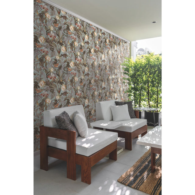 Tropical Flowers Green Peel & Stick Wallpaper with Botanical Floral Pattern - York RMK11469WP