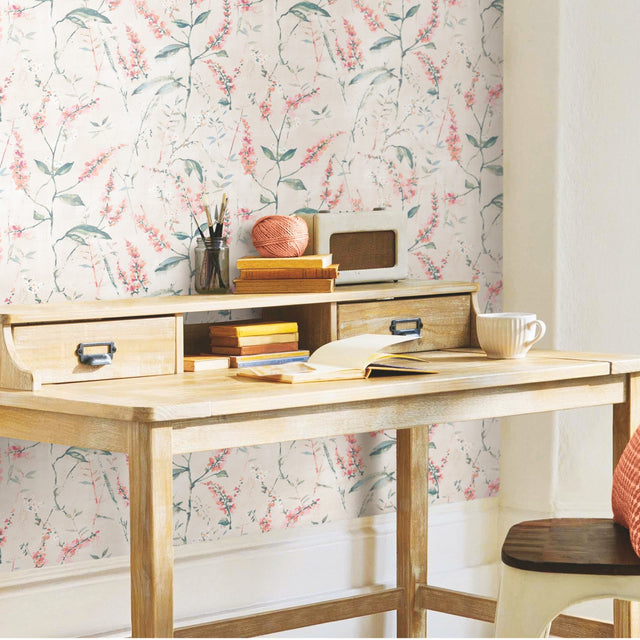 Floral Sprig Orange Peel & Stick Wallpaper, Modern Botanical Floral Pattern - York RMK11471WP