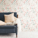 Floral Sprig Orange Peel & Stick Wallpaper, Modern Botanical Floral Pattern - York RMK11471WP