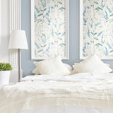 Floral Sprig Blue Peel & Stick Wallpaper with Modern Botanical Floral Pattern - York RMK11473WP