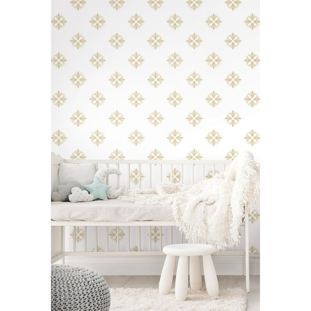Honey Bee Gold Peel & Stick Wallpaper with Metallic Insect Motif - York RMK11474WP