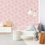 Toss The Bouquet Pink Peel & Stick Wallpaper with Glitter and Pearl Floral Motif - York RMK11479WP