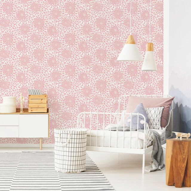 Toss The Bouquet Pink Peel & Stick Wallpaper with Glitter and Pearl Floral Motif - York RMK11479WP