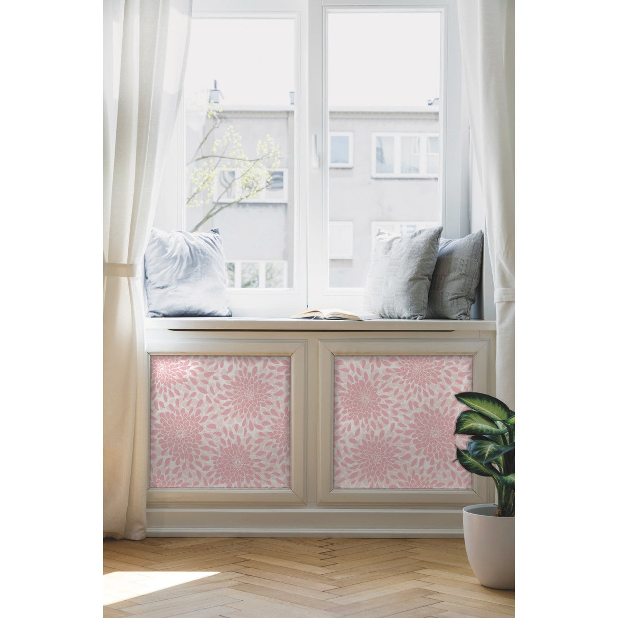 Toss The Bouquet Pink Peel & Stick Wallpaper with Glitter and Pearl Floral Motif - York RMK11479WP