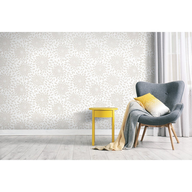 Toss The Bouquet Beige Peel & Stick Wallpaper with Glitter and Pearl Finish - York RMK11480WP