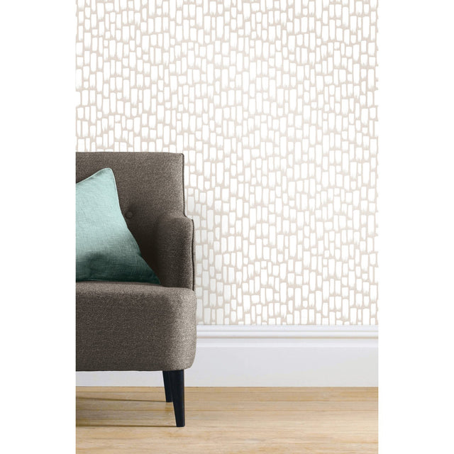 Sumi-E Taupe Peel & Stick Wallpaper with Modern Geometric Abstract Pattern - York RMK11493WP