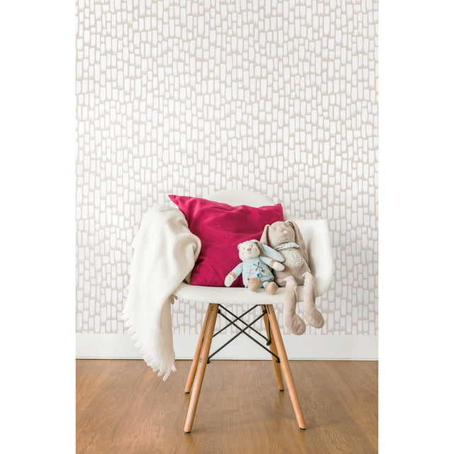 Sumi-E Taupe Peel & Stick Wallpaper with Modern Geometric Abstract Pattern - York RMK11493WP