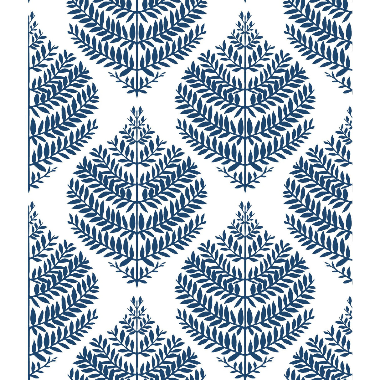 Hygge Fern Damask Blue Peel & Stick Wallpaper