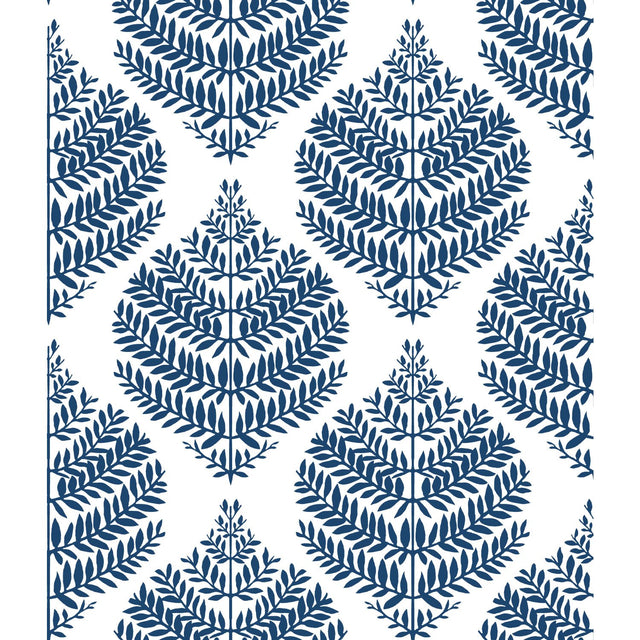 Hygge Fern Damask Blue Peel & Stick Wallpaper