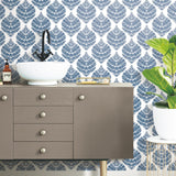 Hygge Fern Damask Blue Peel & Stick Wallpaper