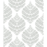 Hygge Fern Damask Grey Peel & Stick Wallpaper with Botanical Leaf Motif - York RMK11511WP