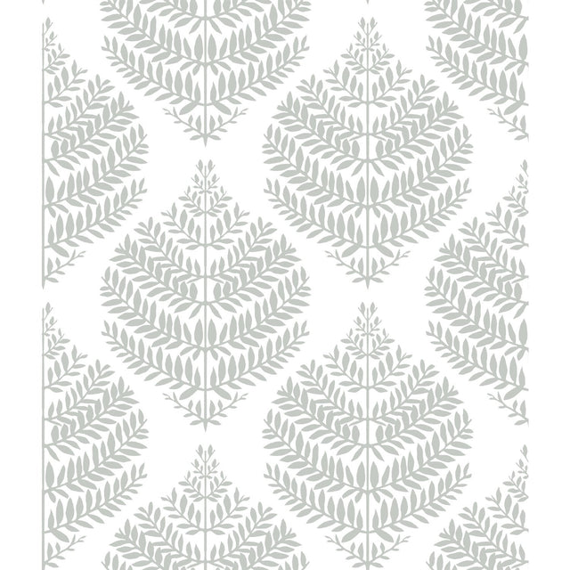 Hygge Fern Damask Grey Peel & Stick Wallpaper with Botanical Leaf Motif - York RMK11511WP