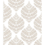 Hygge Fern Damask Taupe Peel & Stick Wallpaper with Botanical Leaf Motif - York RMK11512WP