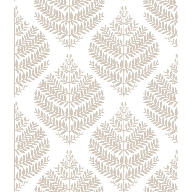 Hygge Fern Damask Taupe Peel & Stick Wallpaper with Botanical Leaf Motif - York RMK11512WP