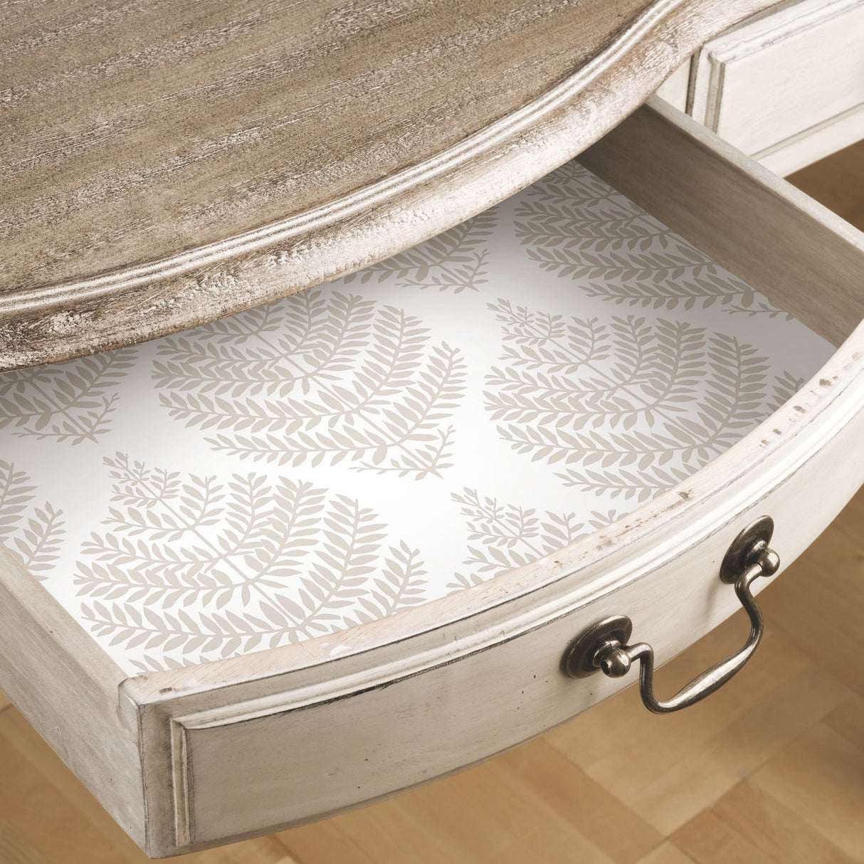 Hygge Fern Damask Taupe Peel & Stick Wallpaper with Botanical Leaf Motif - York RMK11512WP