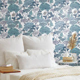 Niittypolku Blue Peel & Stick Vinyl Wallpaper with Botanical Floral Pattern, Modern Style - York RMK11534RL