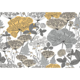 Niittypolku Grey Peel & Stick Wallpaper with Botanical Floral Pattern, Modern Style - York RMK11535RL