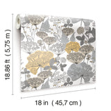 Niittypolku Grey Peel & Stick Wallpaper with Botanical Floral Pattern, Modern Style - York RMK11535RL