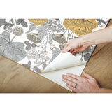 Niittypolku Grey Peel & Stick Wallpaper with Botanical Floral Pattern, Modern Style - York RMK11535RL