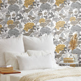Niittypolku Grey Peel & Stick Wallpaper with Botanical Floral Pattern, Modern Style - York RMK11535RL