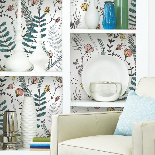 Verso Green Peel & Stick Wallpaper with Botanical Floral Pattern - York RMK11543RL